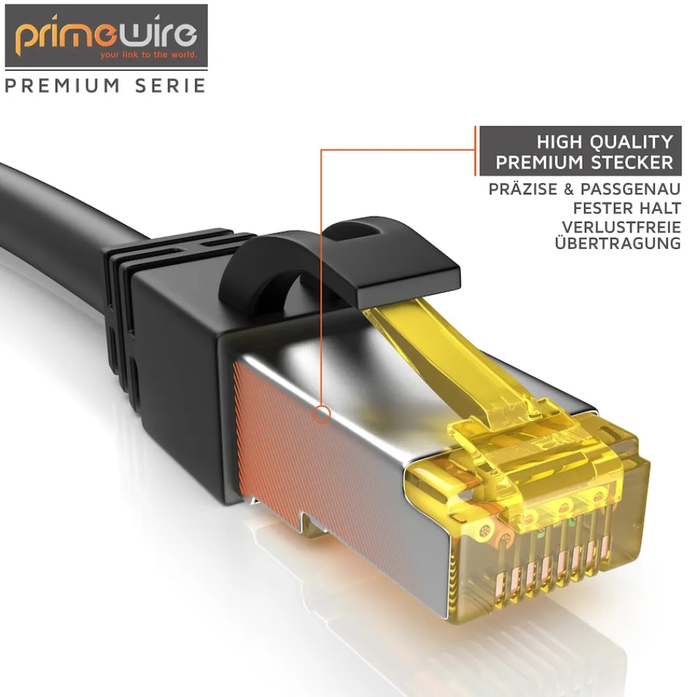5x LAN-Kabel CAT.7, RJ-45 (Ethernet), Gigabit Ethernet S/FTP Netzwerkkabel, 10000 Mbit/s, Patchkabel - 0,5m ^ Primewire