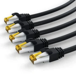 5x LAN-Kabel CAT.7, RJ-45 (Ethernet), Gigabit Ethernet S/FTP Netzwerkkabel, 10000 Mbit/s, Patchkabel - 0,5m ^ Primewire