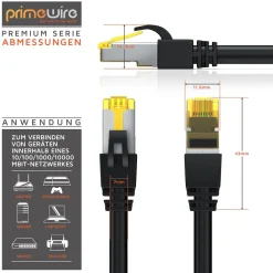 5x LAN-Kabel CAT.7, RJ-45 (Ethernet), Gigabit Ethernet S/FTP Netzwerkkabel, 10000 Mbit/s, Patchkabel - 0,5m ^ Primewire