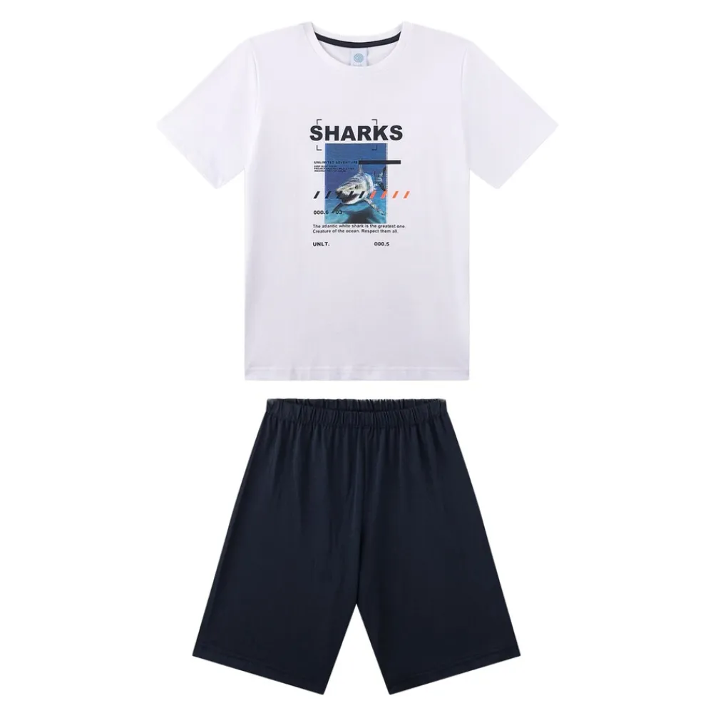 Pyjama short Teens Sharks Jungen Pyjama ^ Sanetta New