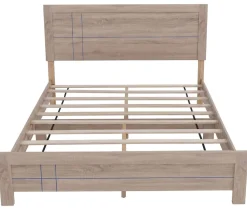Queen Size Bett -P44, Doppelbett Bettgestell mit Lattenrost, 160x200cm ~ Sonoma Eiche-Optik ^ MCW Hot