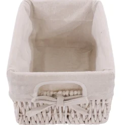 Regal Kommode mit 5 Korbschubladen 90x25x28cm, Shabby-Look, Vintage ~ weiß ^ MCW Online