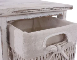 Regal Kommode mit 5 Korbschubladen 90x25x28cm, Shabby-Look, Vintage ~ weiß ^ MCW Online