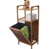 Regal mit Wäschekorb -B94, Wäschebox Wäschesammler Wäschebehälter Standregal Aufbewahrung, Bambus 95x40x30cm 28l ^ MCW Online