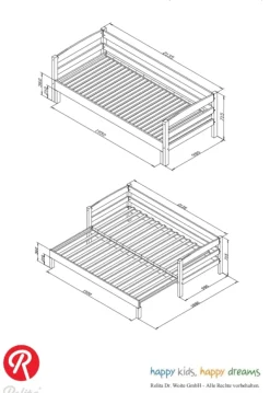Relita - Funktionsbett Emilia ausziehbar 90/180x200 Buche massiv weiß Best