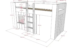 RENO halbhohes Spielbett 90 x 200 cm Liegefläche inkl. Vorhang Set, Creme-Weiß ^ vipack Online