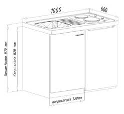 Respekta Miniküche MK100ESWOSS 100 cm - Kochmulde Weiß
