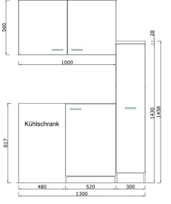 Miniküche MK130WOSSV 130 cm Weiß ^ Respekta Best