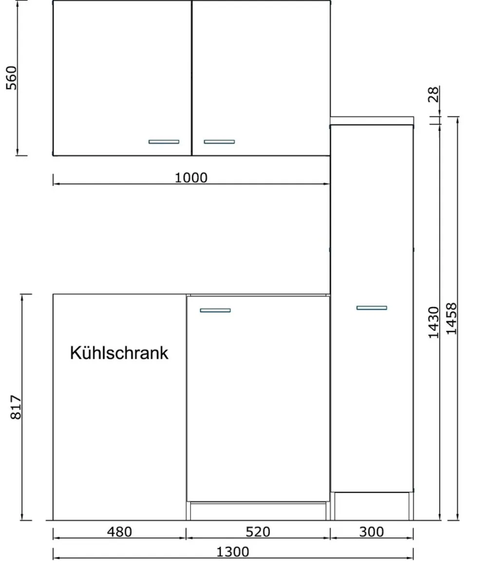 Miniküche MK130WOSSV 130 cm Weiß ^ Respekta Best