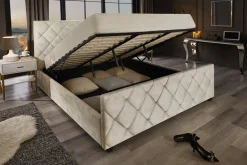riess-ambiente Boxbett ELYSIUM 180x200cm champagner beige Samt mit Stauraum Clearance