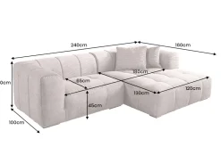 riess-ambiente Modernes Ecksofa ZERO GRAVITY 240cm greige Cord 3-Sitzer Couch L-Form Hot