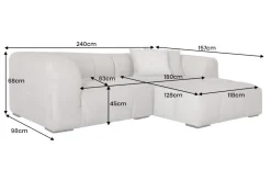 riess-ambiente Modernes Ecksofa ZERO GRAVITY 240cm greige Cord 3-Sitzer Couch L-Form Hot