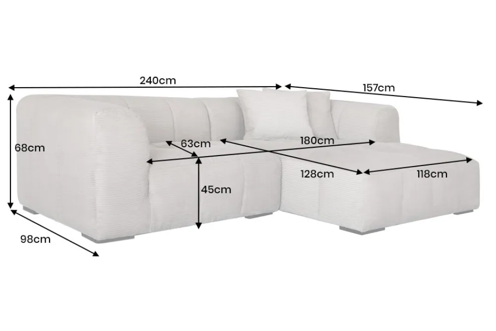 riess-ambiente Modernes Ecksofa ZERO GRAVITY 240cm greige Cord 3-Sitzer Couch L-Form Hot