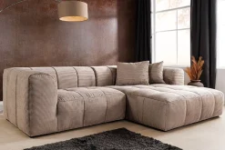 riess-ambiente Modernes Ecksofa ZERO GRAVITY 240cm greige Cord 3-Sitzer Couch L-Form Hot