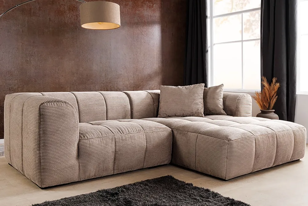 riess-ambiente Modernes Ecksofa ZERO GRAVITY 240cm greige Cord 3-Sitzer Couch L-Form Hot