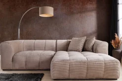 riess-ambiente Modernes Ecksofa ZERO GRAVITY 240cm greige Cord 3-Sitzer Couch L-Form Hot