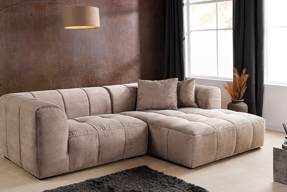 riess-ambiente Modernes Ecksofa ZERO GRAVITY 240cm greige Cord 3-Sitzer Couch L-Form Hot