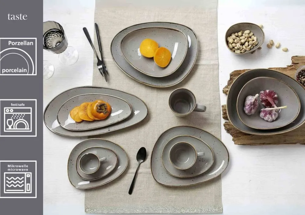 Ritzenhoff & Breker Dessertteller Taste 25,5 x 19,5 cm 4er Set taupe Outlet
