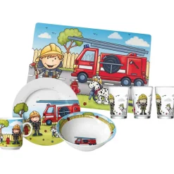 Ritzenhoff & Breker Geschirr-Set mit Kinderbecher Feuerwehrmann Bernie 7er Set bunt New
