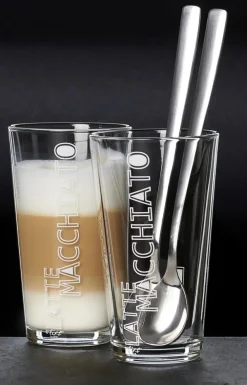 Ritzenhoff & Breker Latte Macchiato Gläser + Löffel Lena 350 ml 6er Set transparent New