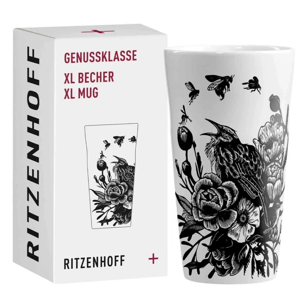Ritzenhoff & Breker Ritzenhoff Kaffeebecher XL Genussklasse 525 ml schwarz-weiß