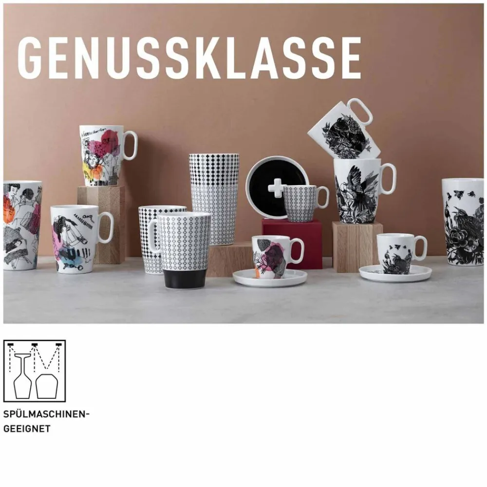 Ritzenhoff & Breker Ritzenhoff Kaffeebecher XL Genussklasse 525 ml schwarz-weiß