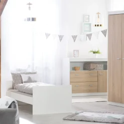 Kinderzimmerset 'Gabriella' inkl. Babybett ca. 70 x 140 cm & breite Wickelkommode, bicolor ^ Roba Discount