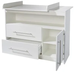 Kinderzimmerset 'Maren', inkl. Kombi-Bett ca. 70 x 140 cm, Wickelkommode breit & Schrank 3-türig, weiß ^ Roba New