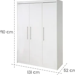 Kinderzimmerset 'Maren', inkl. Kombi-Bett ca. 70 x 140 cm, Wickelkommode breit & Schrank 3-türig, weiß ^ Roba New