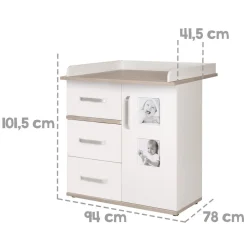 Kinderzimmerset 'Moritz', 3-teilig, mit Kinderbett ca. 70 x 140 cm, Wickelkommode & Schrank, weiß ^ Roba New