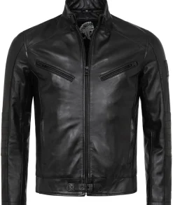 Rock Creek ederjacke Reguar Fit Schwarz Sale
