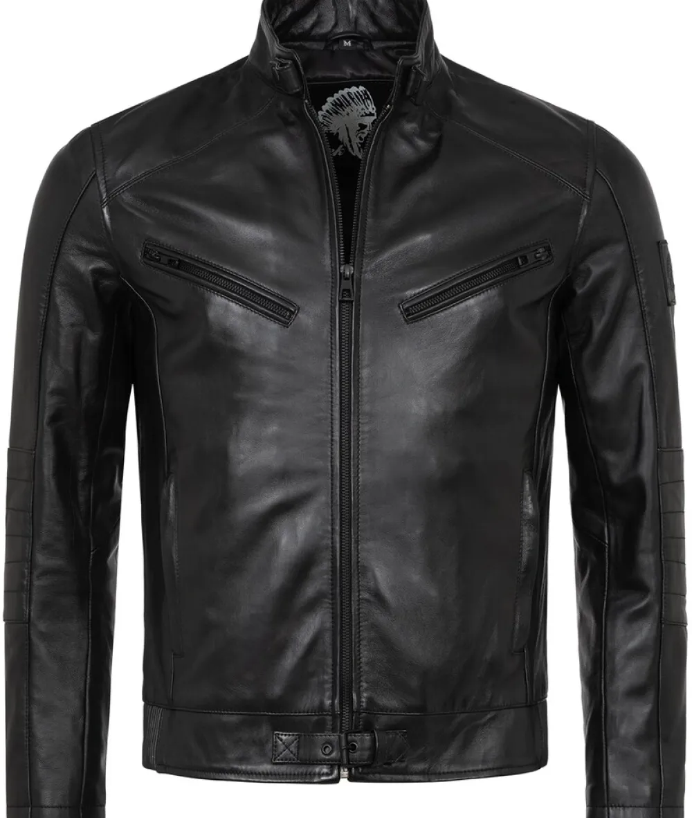 Rock Creek ederjacke Reguar Fit Schwarz Sale