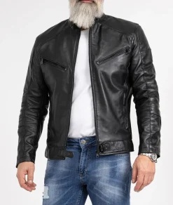 Rock Creek ederjacke Reguar Fit Schwarz Sale