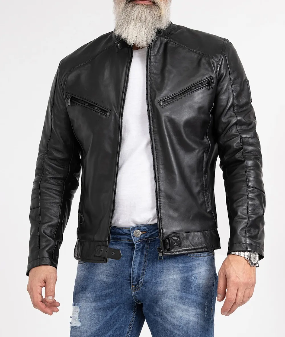 Rock Creek ederjacke Reguar Fit Schwarz Sale