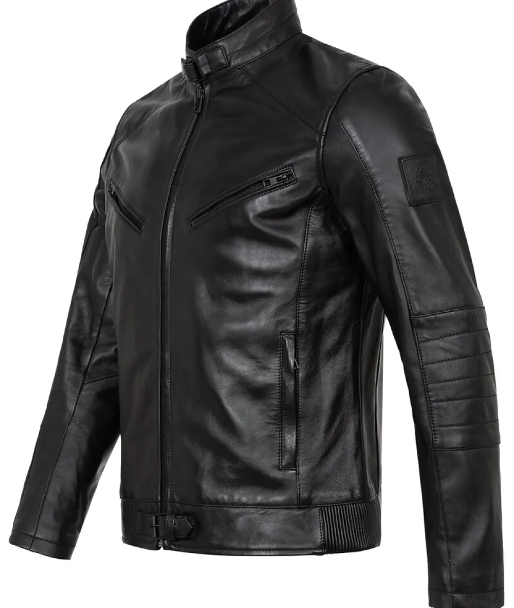Rock Creek ederjacke Reguar Fit Schwarz Sale