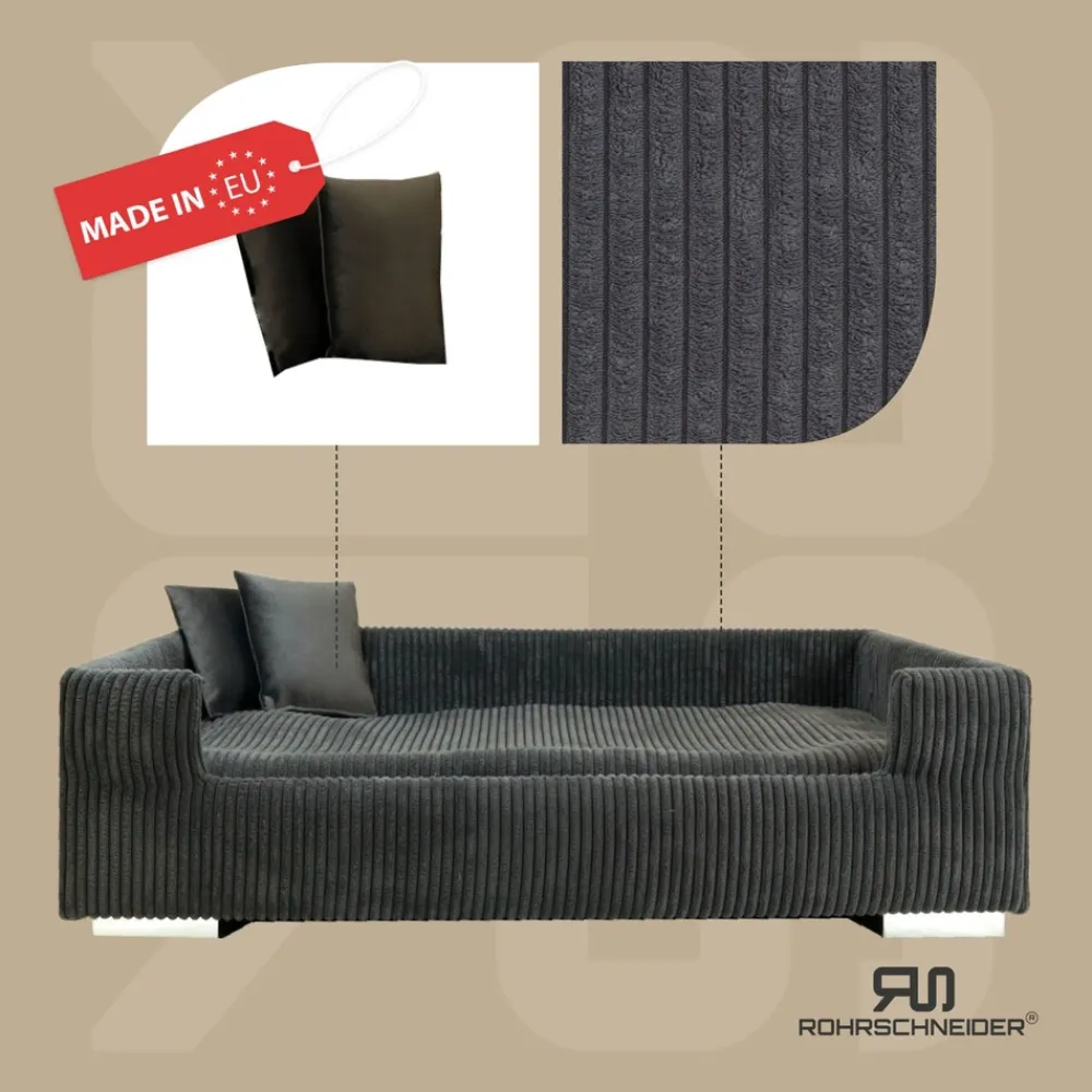 Rohrschneider Hundesofa gepolstert Cord breit Beige Hot
