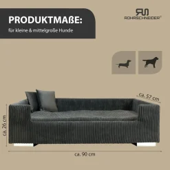 Rohrschneider Hundesofa gepolstert Cord breit Beige Hot
