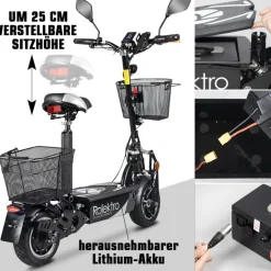 , E-Joy Elektro-Scooter 20 Lithium, Schwarz, 36V-20AH Akku, 500 Watt ^ Rolektro Clearance