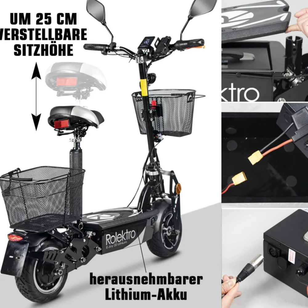 , E-Joy Elektro-Scooter 20 Lithium, Schwarz, 36V-20AH Akku, 500 Watt ^ Rolektro Clearance