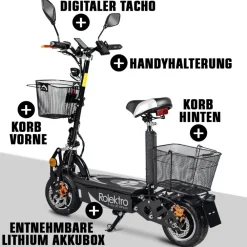 , E-Joy Elektro-Scooter 20 Lithium, Schwarz, 36V-20AH Akku, 500 Watt ^ Rolektro Clearance