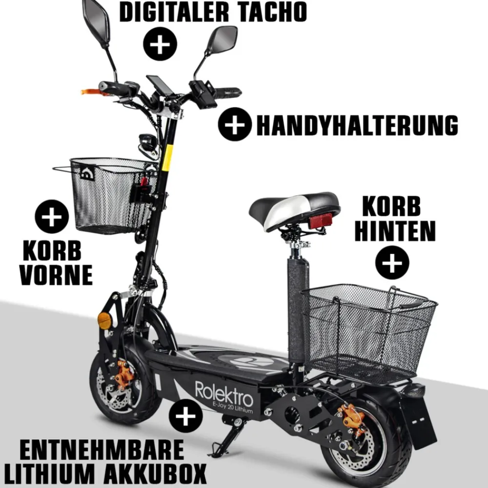 , E-Joy Elektro-Scooter 20 Lithium, Schwarz, 36V-20AH Akku, 500 Watt ^ Rolektro Clearance