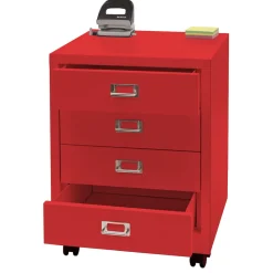 MCW Rollcontainer -L49, Schubladenschrank Stahlschrank Aktenschrank, Metall 55x40x41cm 4 Schubladen ~ rot Online