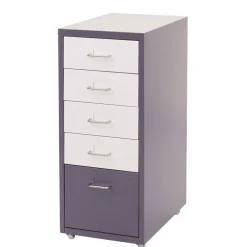 MCW Rollcontainer Preston T851, Schubladenschrank Stahlschrank, 69x28x41cm 5 Schubladen ~ dunkelgrau weiß-dunkelgrau Discount