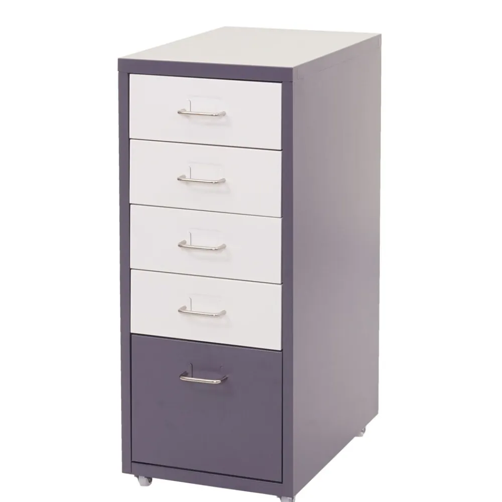 MCW Rollcontainer Preston T851, Schubladenschrank Stahlschrank, 69x28x41cm 5 Schubladen ~ dunkelgrau weiß-dunkelgrau Discount