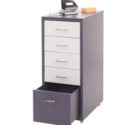 MCW Rollcontainer Preston T851, Schubladenschrank Stahlschrank, 69x28x41cm 5 Schubladen ~ dunkelgrau weiß-dunkelgrau Discount