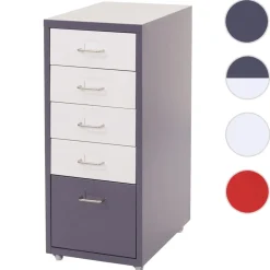 MCW Rollcontainer Preston T851, Schubladenschrank Stahlschrank, 69x28x41cm 5 Schubladen ~ dunkelgrau weiß-dunkelgrau Discount
