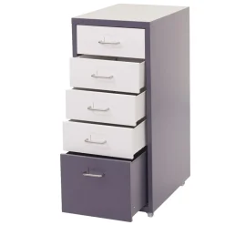 MCW Rollcontainer Preston T851, Schubladenschrank Stahlschrank, 69x28x41cm 5 Schubladen ~ dunkelgrau weiß-dunkelgrau Discount
