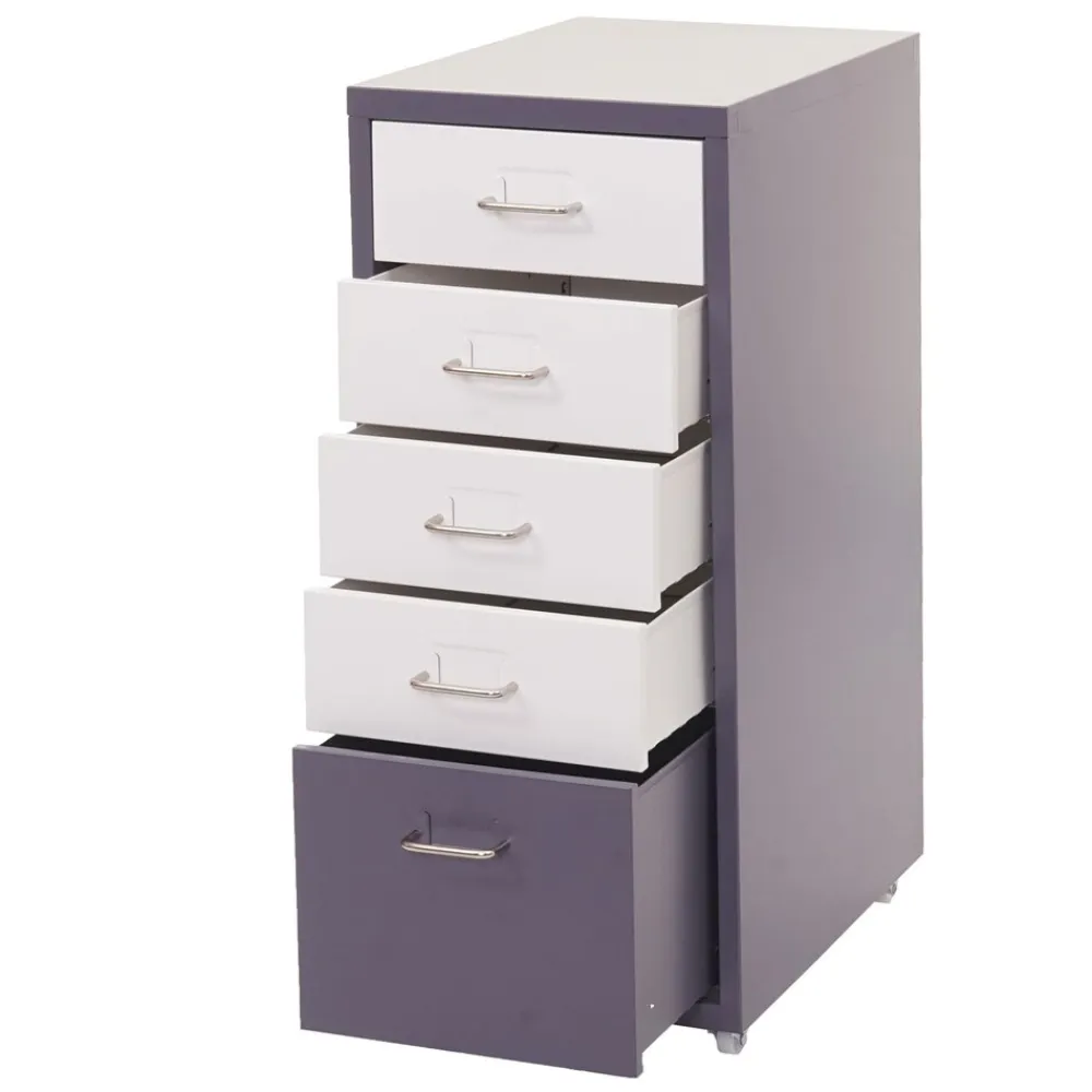 MCW Rollcontainer Preston T851, Schubladenschrank Stahlschrank, 69x28x41cm 5 Schubladen ~ dunkelgrau weiß-dunkelgrau Discount
