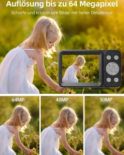 Compactline 64 Dual Screen Kompaktkamera (64 MP Digitalkamera mit 4K) ^ Rollei Sale
