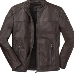 Ross & Cole Herren Lederjacke mit Stehkragen schwarz Sale